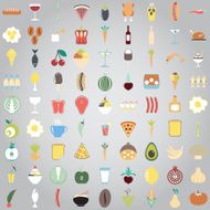 Colorful Food icons Fruit and vegetable App Set N5