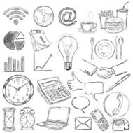 vector set of 25 hand draw business icons