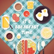 Breakfast time illustration with food and drinks N2