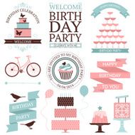 Vector set of birthday celebration or holiday icons isolated on N2