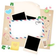 Valentine Design Element Greeting Envelope with Paper and Photo Frames