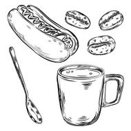 Detailed Drawings of coffee and food N5