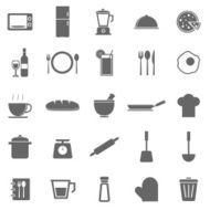 Kitchen icons on white background