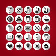 White bar icons set on red background