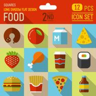 Food and drinks flat design square icon 1st set