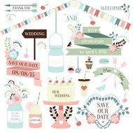 Graphic set in retro style and pastel colors N2