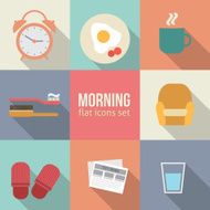 Morning time icons set