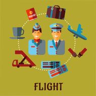 Flat air traveling infographic with text Flight