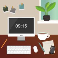 Home office flat interior vector illustration N4