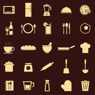 Kitchen color icons on dark background