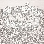 Turkey hand lettering and doodles elements background N6