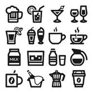 Beverage flat icons Black