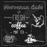 Teapot and cup moroccan cafe blackboard
