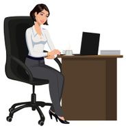 office woman behind a Desk with laptop N2