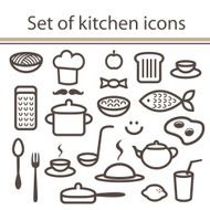 Set of simple kitchen icons (vector)