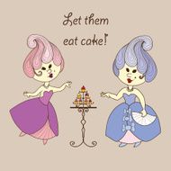 Vector illustration - cartoon princess eat cake N2