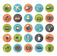 Set of modern flat travel icons