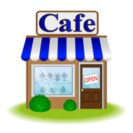 Facade of cafe vector icon