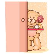 Teddy Bear holding a breakfast tray