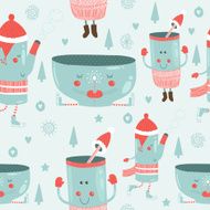 Vector christmas background with mugs N2