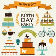 birthday celebration decorative icons