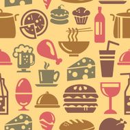 Food and Drinks Icons in Seamless Background