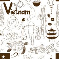 Sketch Vietnam seamless pattern N2