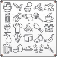 Continuous Line Icons Foods II (Vector)