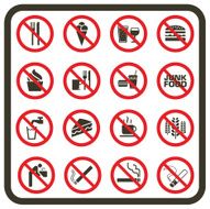 Simple Prohibited Food Drink and Smoking Signs