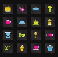 Black Colorful Food&amp; Drinks Icons