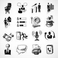 Office sketch icons set