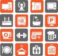 Silhouette Hotel Amenities Services Icons