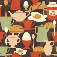 Seamless pattern with ingredients for breakfast