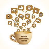 social media concept with coffee mug