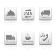 Twenty four hours Service buttons Delivery icons