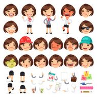 Set of Cartoon Female Manager Character