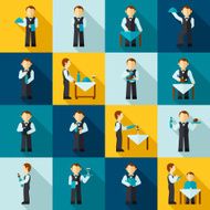 Waiter Man Icon Flat N2