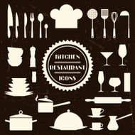 Kitchen and restaurant icons Set of utensils