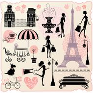 fashion or retail design - Effel Tower girls silhouettes
