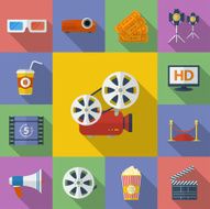 Set of Cinema Movie icons Flat style