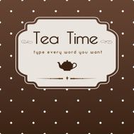 cute polka dot brown tea time background print