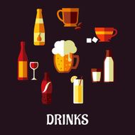 Drinks and beverages flat icons