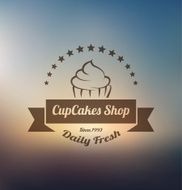 Cupcake food label over blurred background