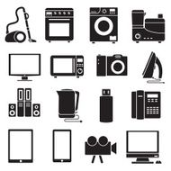 Flat modern home electronics appliances set icons concept N2
