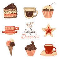 Tea coffee and dessert icons N2