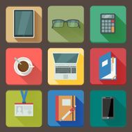 Business set of workplace icons