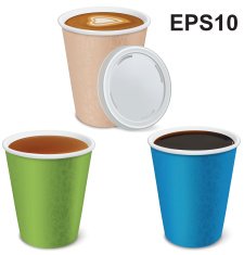 Tea cappuccino coffee in paper cups
