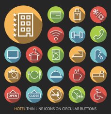 Hotel Icons on Black Background
