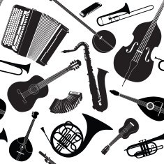 Abstract musical instruments tiled pattern