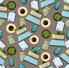 Seamless colorful background made of laptop PC mouse plant